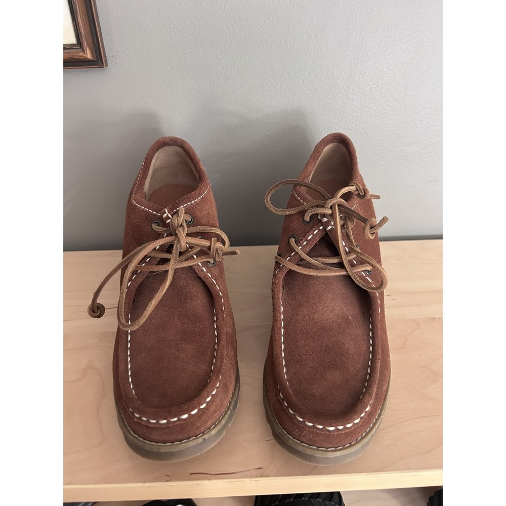 SPERRY Stella Keel Brown Suede Leather Lace-up Bootie Wedge Heel Shoes Size 9.5